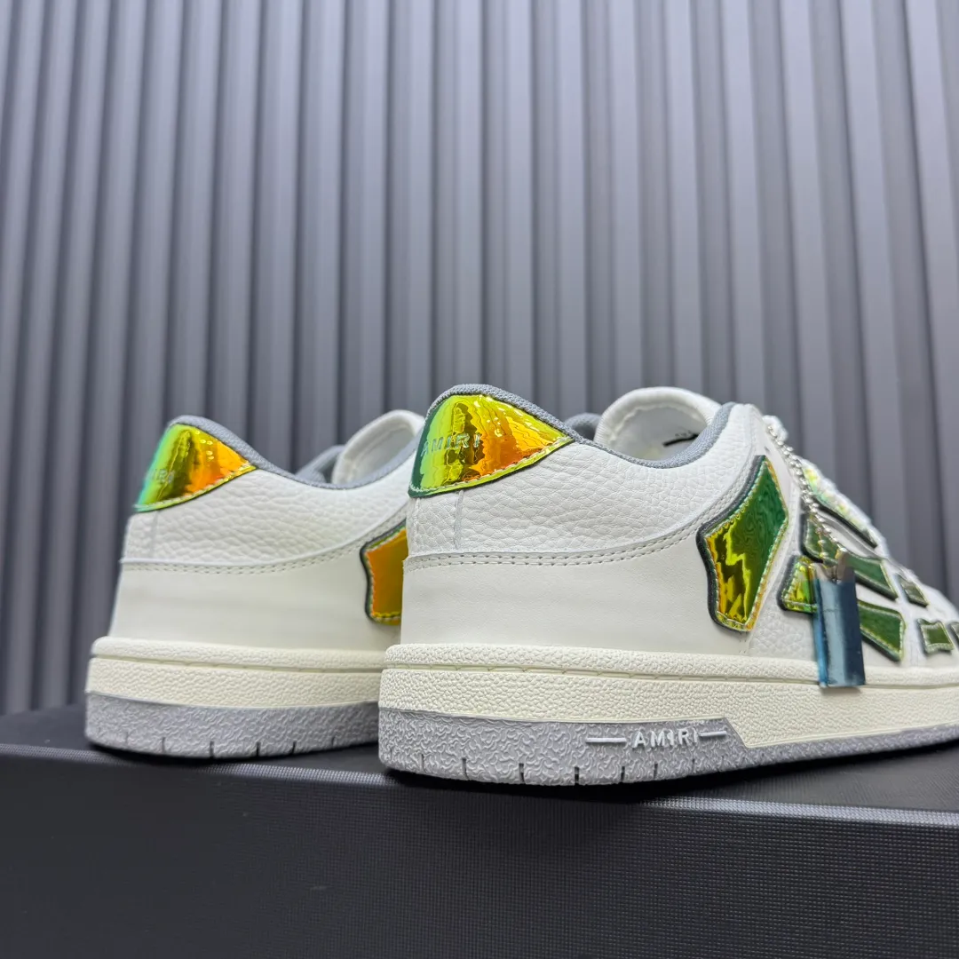 Men's men's shoes 💰600 AMIRI high street sneakers with bone sports shoes, toe layer cowhide upper, upper side bones, hand-stitched, good three-dimensional effect, customized metal LOGO, size 38-45 46